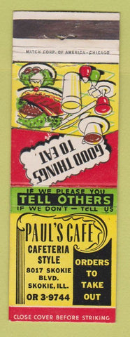 Matchbook Cover - Paul's Cafe Skokie IL WEAR