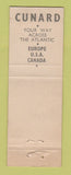 Matchbook Cover - Cunard Cruise Lines