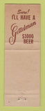Matchbook Cover - Gettelman Beer The Oasis Chicago?