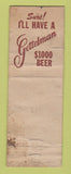 Matchbook Cover - Gettelman Beer P&G Liquors Chicago IL POOR