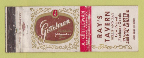 Matchbook Cover - Gettelman Beer Ray's Tavern Chicago? WEAR
