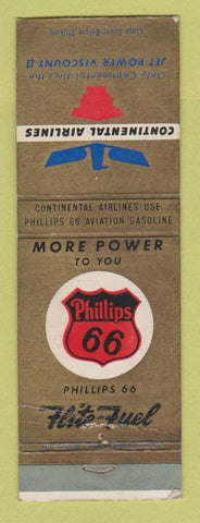 Matchbook Cover - Continental Airlines Phillips 66 oil gas WEAR
