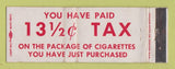 Matchbook Cover - Cigarette Tax Message WEAR