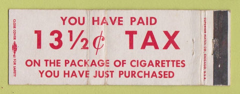 Matchbook Cover - Cigarette Tax Message WEAR
