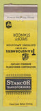 Matchbook Cover - Stancor Transformers Chicago IL WORN