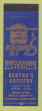 Matchbook Cover - Bertha's Grocery Chilson NY SAMPLE WORN BACK
