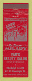 Matchbook Cover - Van's Beauty Salon Chicago IL WEAR