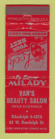 Matchbook Cover - Van's Beauty Salon Chicago IL WEAR
