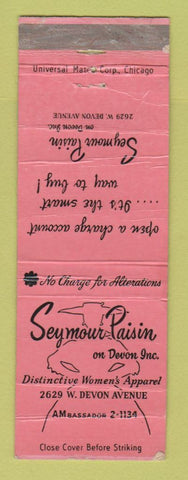 Matchbook Cover - Seymour Paisin Women's Clothes Chicago IL WORN