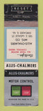 Matchbook Cover - Allis Chalmers Motor Controls C Hicago IL WEAR