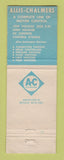 Matchbook Cover - Allis Chalmers Motor Controls C Hicago IL WEAR