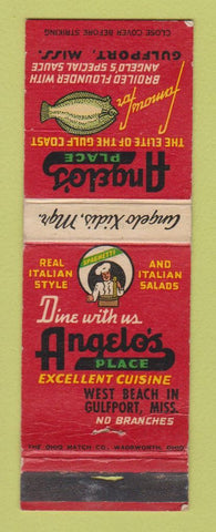 Matchbook Cover - Angelo's Place Italian Restaurant Gulfport MS WEAR