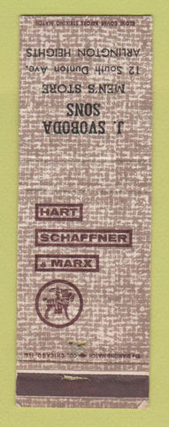 Matchbook Cover - Hart Schaffner Marx Men's Clothes Svoboda Arlington Heights IL