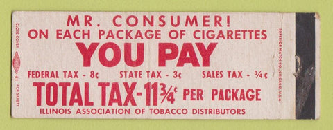 Matchbook Cover - Illinois Association Tobacco Distributors IL Tax WEAR