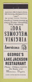 Matchbook Cover - Lake Jackson Restaurant Manassas VA Perkins Americana WHITE