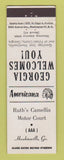Matchbook Cover - Camellia Motor Court Hawkinsville GA Perkins Americana WHITE