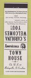 Matchbook Cover - Town House Bishopville SC Perkins Americana WHITE