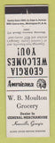 Matchbook Cover - WB Moulton Grocery Knoxville GA Perkins Americana WHITE