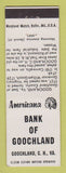 Matchbook Cover - Bank of Goochland VA Perkins Americana WHITE