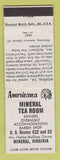 Matchbook Cover - Mineral Tea Room Mineral VA Perkins Americana WHITE