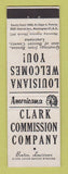 Matchbook Cover - Clark Commission Benton LA Perkins Americana WHITE