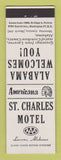 Matchbook Cover - St Charles Motel Luverne AL Perkins Americana WHITE