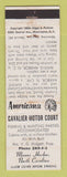 Matchbook Cover - Cavalier Court Manns Harbor NC WEAR Perkins Americana WHITE