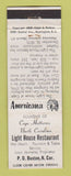 Matchbook Cover Light House Restaurant Cape Hatteras NC Perkins Americana WHITE