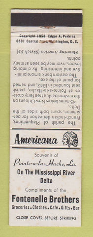 Matchbook Cover - Grocery Pointe a la Hache LA WEAR Perkins Americana WHITE
