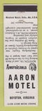 Matchbook Cover - Aaron Motel Boydton VA Perkins Americana WHITE