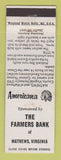Matchbook Cover - Farmers Bank Mathews VA Perkins Americana WHITE
