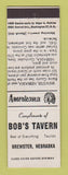 Matchbook Cover - Bob's Tavern Brewster NE Perkins Americana WHITE