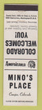 Matchbook Cover - Mino's Place Conejos Colorado Perkins Americana WHITE