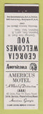Matchbook Cover - Americus Hotel GA Perkins Americana WHITE