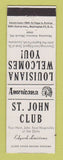 Matchbook Cover - St John Club Edgard LA Perkins Americana WHITE