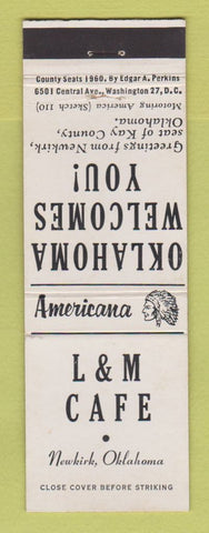 Matchbook Cover - L&M Cafe Newkirk OK Perkins Americana WHITE