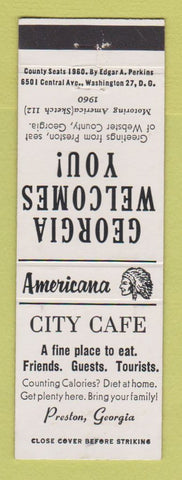 Matchbook Cover - City Cafe Preston GA Perkins Americana WHITE