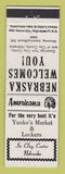 Matchbook Cover - Yunko's Market Clay Center NE Perkins Americana WHITE