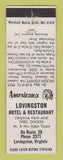 Matchbook Cover - Lovingston Hotel Restaurant VA Perkins Americana WHITE