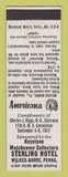 Matchbook Cover Keystone Match Club Wilkes Barre PA 1957 Perkins Americana WHITE