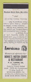 Matchbook Cover - Bowie's Motor Court Lorne VA Perkins Americana WHITE