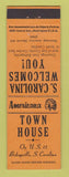 Matchbook Cover - Town House Bishopville SC Perkins Americana ORANGE