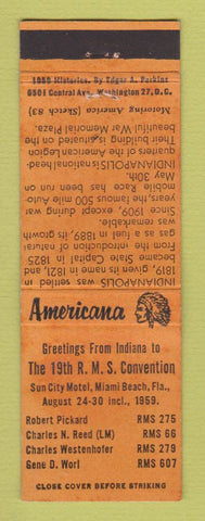 Matchbook Cover - RMS Convention Miami Beach FL 1959 Perkins Americana ORANGE