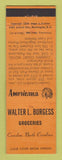 Matchbook Cover - Walter Burgess Grocery Camden NC  Perkins Americana ORANGE