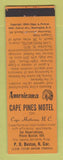 Matchbook Cover - Cape Pines Motel Cape Hatteras NC Perkins Americana ORANGE