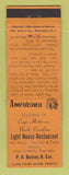 Matchbook Cover Light House Restaurant Cape Hatteras NC Perkins Americana ORANGE