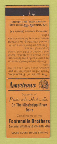 Matchbook Cover Fontenelle Grocery Pointe a la Hache LA Perkins Americana ORANGE