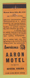 Matchbook Cover - Aaron Motel Boydton VA Perkins Americana ORANGE