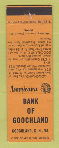 Matchbook Cover - Bank of Goochland VA Perkins Americana ORANGE