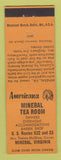Matchbook Cover - Mineral Tea Room Mineral VA Perkins Americana ORANGE